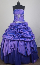 Classical Ball Gown Strapless Floor-length Blue Vintage Quinceanera Dress LZ426022