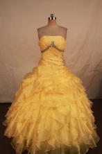 Cute Ball gown Strapless Floor-length Vintage Quinceanera Dresses Style FA-W-305