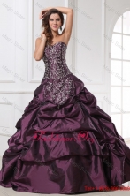 Dark Purple Sweetheart Appliques with Beading Quinceanera Dress FFQD027FOR