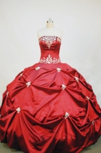 Discount Ball Gown Strapless Floor-length Taffeta Red Quinceanera Dresses Style FA-W-013