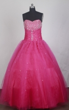Elegant Ball Gown Strapless Floor-length Hot Pink Vintage Quinceanera Dress LZ426028