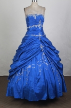 Elegant Ball Gown Strapless Floor-length Royal Blue Vintage Quinceanera Dress LHJ42703