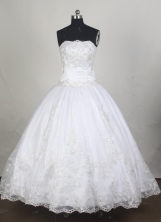Elegant Ball Gown Strapless Floor-length White Vintage Quinceanera Dress Y042667