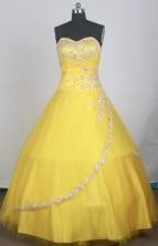 Elegant Ball Gown Sweetheart Neck Floor-length Yellow Vintage Quinceanera Dress LZ426046