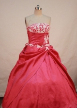 Elegant Ball gown Strapless Floor-lengtj Appliques Quinceanera Dresses FA-Z-00127