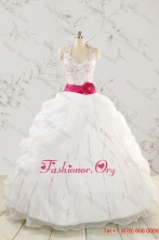 Elegant Halter Belt Beading White Quinceanera Dresses for 2015 FNAO222FOR