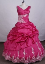 Fashionable Ball Gown V-Neck Floor-length Hot Pink Vintage Quinceanera Dresses Style LJ42428