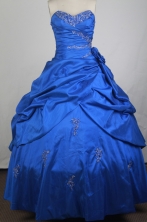 Gorgeous Ball Gown Sweetheart Neck Sweetheart Neck Floor-length Blue Vintage Quinceanera Dress LZ426004