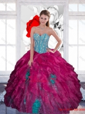 Gorgeous Sweetheart Beading Ball Gown 2015 Quinceanera Dress with Ruffles QDDTA26002-1FOR