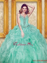New Style Beading and Ruffles Apple Green Quinceanera Dresses SJQDDT30002FOR