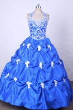 Popular Ball Gown Halter Top Neck FLoor-Length Vintage Quinceanera Dress L42428