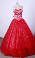 Popular Ball Gown Strapless FLoor-Length Red Beading Quinceanera Dresses Style FA-S-107