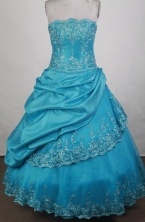 Popular Ball Gown Strapless Floor-length Blue Vintage Quinceanera Dress Y042620