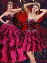 Pretty Multi Color Sweetheart Quince Dresses with Beading and Ruffles QDZY689TZFOR