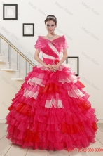 Puffy Beading Quinceanera Dresses with One Shoulder for 2015 Fall XFNAO239AFOR