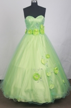 Romantic Ball Gown Sweetheart Neck Floor-length Spring Green Vintage Quinceanera Dress LZ426037