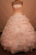Simpel Ball Gown Strapless FLoor-Length Orangza white Appliques Quinceanera Dresses Style FA-S-084