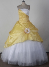 Simple Ball Gown Strapless Floor-length Yellow Vintage Quincenera Dresses TD260038