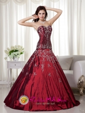 Spring Gorgeous Wine Red A-line Sweetheart Floor-length Taffeta Beading and Embroidery Prom Dress In Wilde  Argentina Style MLXN100FOR