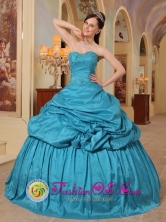 Sweet 16 Teal Quinceanera Dress With Pick-ups Sweetheart Neckline Taffeta in Formal Evening In San Miguel de Tucuman Argentina Style QDML079FOR