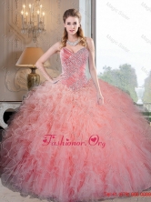 Wonderful Baby Pink Organza Quinceanera Dresses with Beading and Ruffles QDDTC47002FOR