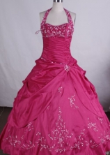 Wonderful Ball gown Halter top Floor-length  Quinceanera Dresses with Embroidery Style FA-Z-004