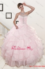 2015 Cute Baby Pink Quinceanera Dresses with Beading and Ruffles XFNAO818FOR