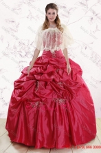2015 New Style Strapless Appliques Quinceanera Dresses  XFNAO189AFOR