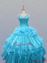 2015 Pretty Straps Beaded Quinceanera Dresses with Ruffled Layers SWQD003-9FOR
