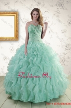 2015 Pretty Sweetheart Beading Quinceanera Dresses in Apple Green XFNAO663FOR