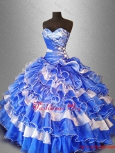 2015 Sweet Beaded and Ruffles Quinceanera Gowns in Organza SWQD028FOR