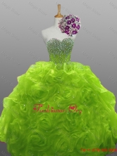 2015 Sweet Rolling Flowers Quinceanera Gowns in Organza SWQD008-3FOR