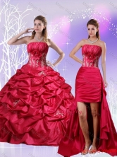 2015 Unique Appliques and Pick Ups Red Sweet 16 Dress QDZY466TZFXFOR