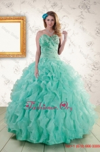 2016 Spring Strapless Quinceanera Dresses with Appliques and Ruffles XFNAO663TZFXFOR