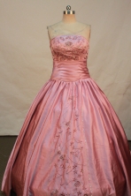 Beautiful A-line Strapless Floor-length Quinceanera Dresses Embroidery with Beading Style FA-Y-0073