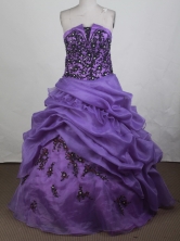 Beautiful Ball Gown Strapless Floor-length Purple Quinceanera Dress Y0426018