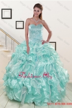 Beautiful Beading Sweet 16 Dresses in Apple Green for 2016 XFNAO5825FOR