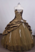 Brand New Ball Gown Strapless FLoor-Length Brown Beading Quinceanera Dresses Style FA-S-013