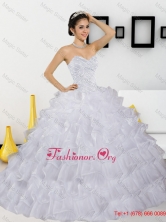 Discount Beading and Ruffled Layers White Quinceanera Dresses for 2015 QDDTC44002-1FOR