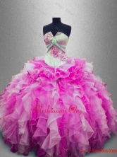 Discount Strapless Beaded Multi Color Sweet 16 Gowns with Ruffles  SWQD025-2FOR