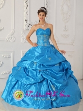 Duran  Ecuador Wonderful Sweetheart Sweet sixteen Dress Taffeta Blue Appliques  For Celebrity Style QDZY191FOR