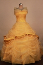 Exquisite Ball Gown Off The Shoulder Neckline Floor-Length Yellow Quinceanera Dresses Style FA-S-331