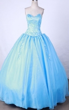 Exquisite Ball Gown Strapless FLoor-Length Baby Blue Appliques And Beading Quinceanera Dresses Style FA-S-120