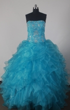 Fashionable A-line Strapless Floor-length BlueQuinceanera Dress Style X042606