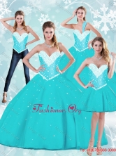 Flirting Floor Length Quinceanera Dresses with Beading and Ruffles SJQDDT88001FOR