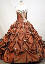Formal Ball Gown Strapless Floor-length Taffeta Brown Quinceanera Dresses Style FA-C-003