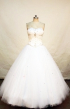 Lovely ball gown sweetheart-neck floor-length beading white quinceanera dress FA-X-034