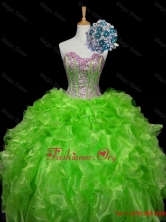 Luxurious Ball Gown Apple Green Quinceanera Dresses with Sequins and Ruffles SWQD006-9FOR