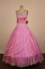 Luxurious Ball Gown Halter Top Neck Floor-Length Pink Beading Quinceanera Dresses Style FA-S-285