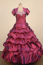 Luxurious Ball Gown Sweetheart Neck Floor-Length Red Quinceanera Dresses Style LJ042431